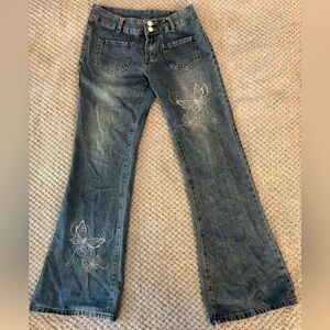 ROMWE Blue Flare Wide Leg Jeans with Vintage Appeal
